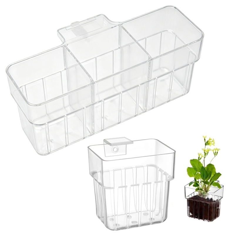 Aquarium Planted Wall - Transparenter Hydroponik-Korb für Aquarien, Wandmontierter Pflanzenständer