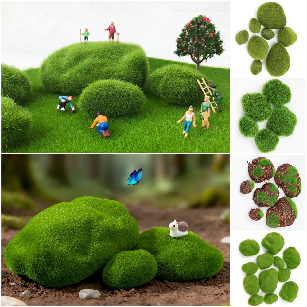 Planted Aquarium Models - 2/4/6/10 Stück Grüne Künstliche Moossteine Beflockter