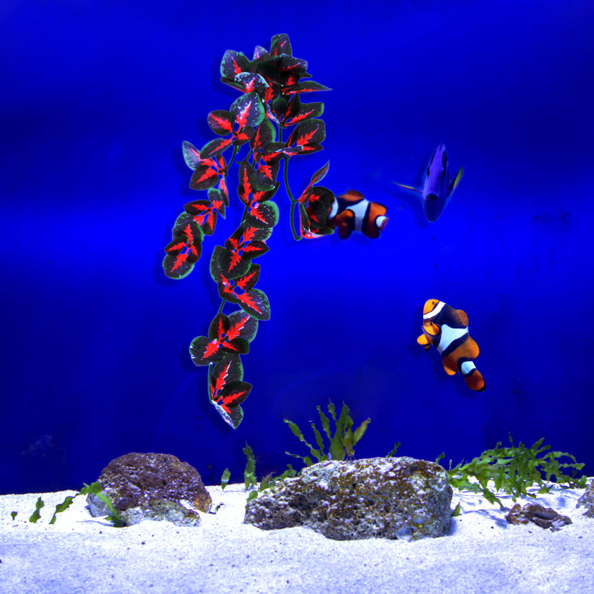 Aquarium Plant Red - Aquarium-Dekoration, künstliche Kunststoff-Wasserpflanzen, rot, 40 x