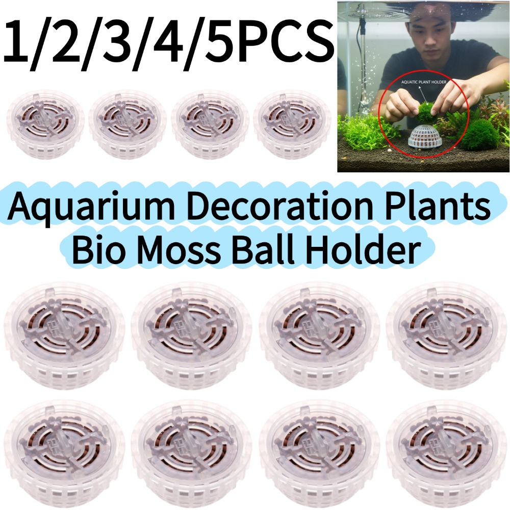 Aquarium Plant Red - 1-5 Stück Aquarium-Dekorationspflanzen Bio-Moosball-Halter für Aquarium