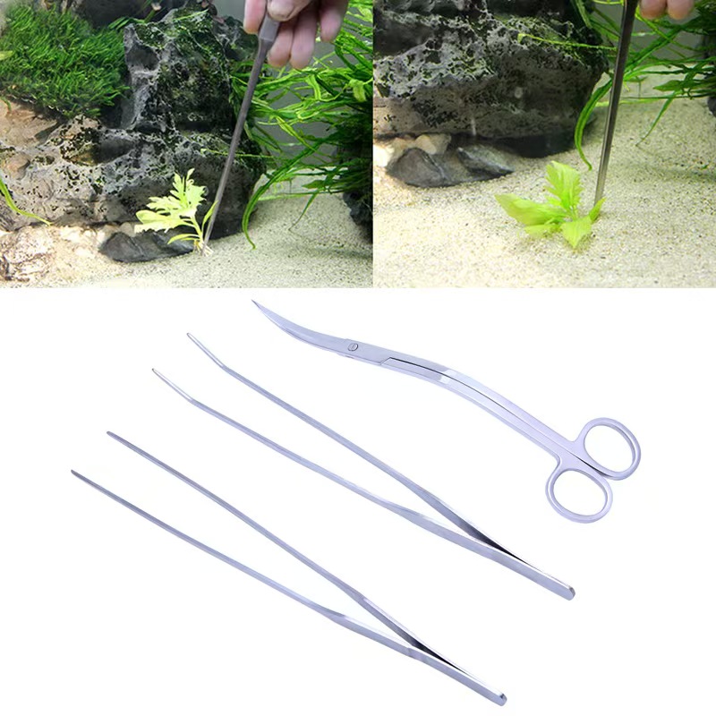 Planted Aquarium Models - Professionelles Aquarium-Wartungs- und Reinigungs-Werkzeugset: Pinzette, Schere,