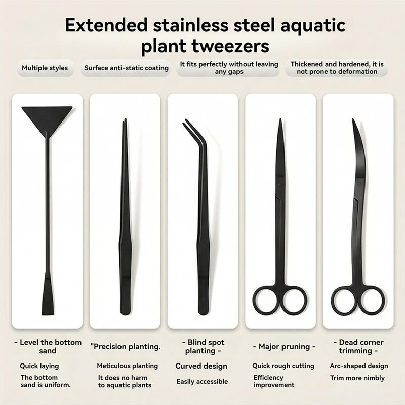 IALJ-Langes Schwarzes Edelstah – Planted Aquarium Tool Kit Bewertung und Preis